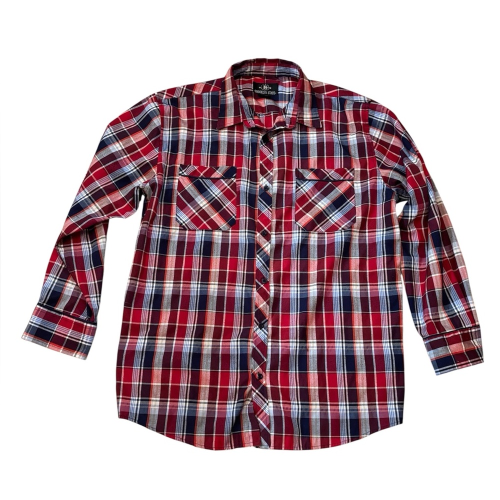 Brooklyn State Men’s Plaid Button Down Long Sleeve Shirt Size 3XL